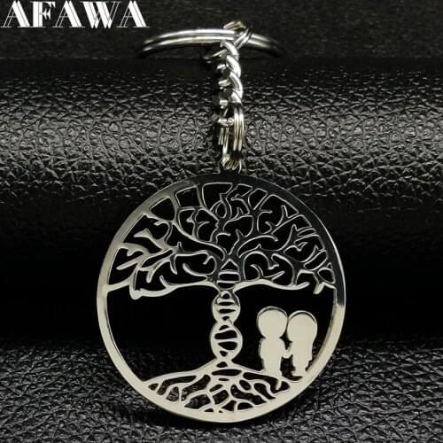 2021 Gene Tree of Life Stainless Steel Keychains for Women Silver Color Keychain Car Jewelry Gift madre llaveros K77351B