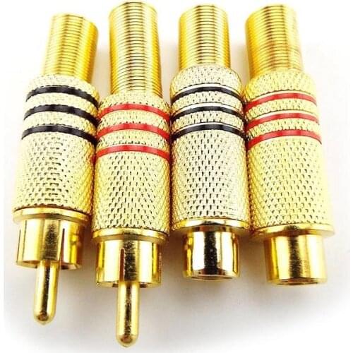 Gold RCA Connectors Male Female Plug Adapter Solder Type for Audio Cable Plug Adapters Video CCTV Camera