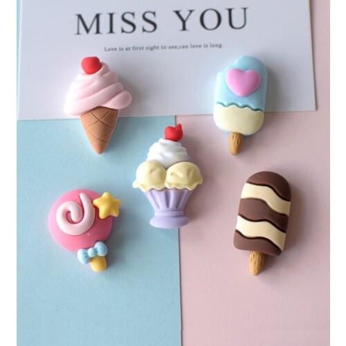 10pcs Resin Mix Kawaii Colorful Ice Cream lollipop Flatback Cabochon Stone Scrapbook DIY Decor Home Figurine Crafts