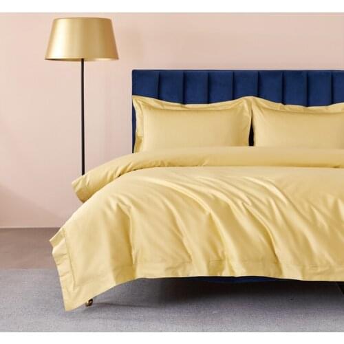 100S Egyptian Cotton 4PCs duvet cover flat sheet pillowcase Yellow Bedding sets