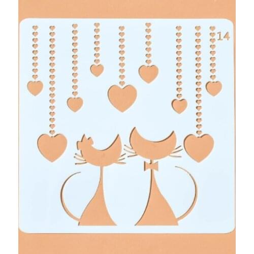 13*13 Lovely cat pvc Layering Stencils for DIY Scrapbooking/photo album Decorative Embossing DIY Paper Cards Crafts
