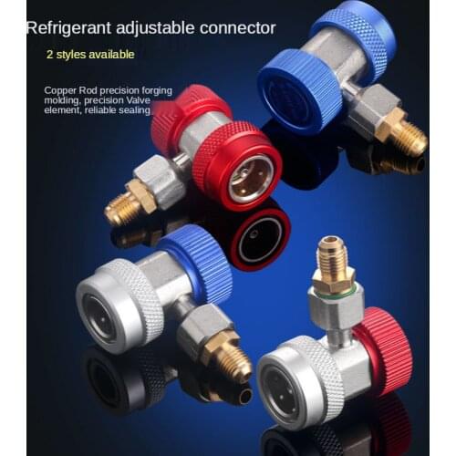 2Pcs adjustable Car air conditioner fluoride converter AC R134A Quick Coupler Connector Adapter Fittings High Low Manifold Hoset