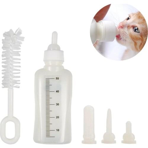 50ML Pet Nursing Feeding Bottle Set with 3 Nipples and 1 Cleaning Brush Pet Nurser Kit Suitable for baby dogs and cats to use