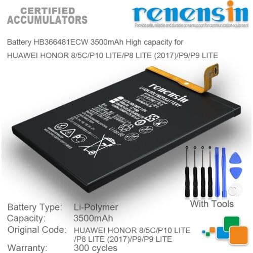 Battery HB366481ECW 3500mAh High capacity for HUAWEI HONOR 8/5C/P10 LITE/P8 LITE (2017)/P9/P9 LITE