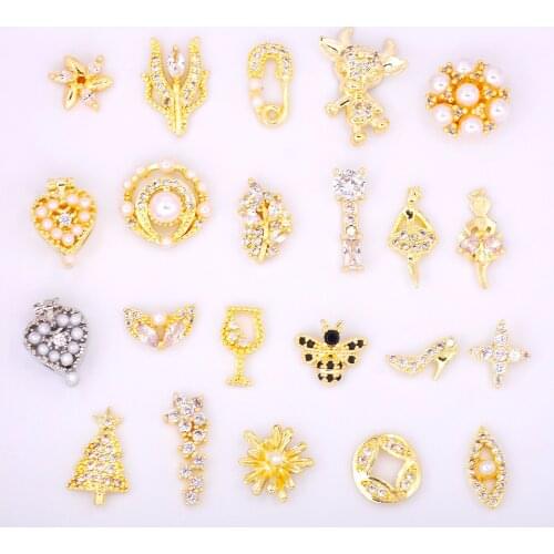 Nail Accessories luxury Zircon Alloy Crystal Rhinestone with Metal Base Zircon Stone Alloy Jewelry For Nail Art Decorations 4Pcs