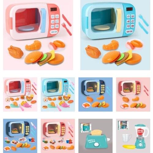 Childrens Plastic Simulation Kitchen Toy Set Pretend Play Early Education Toy Bread Juicer Machine Electric Microwave Oven Toy