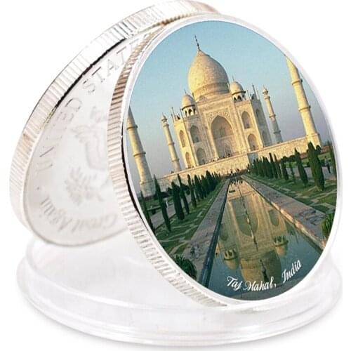 Art Ornament Seven Wonders of World Taj Mahal 1pcs 2021 New Year Sliver Coin Home Decor Collection Business Gift