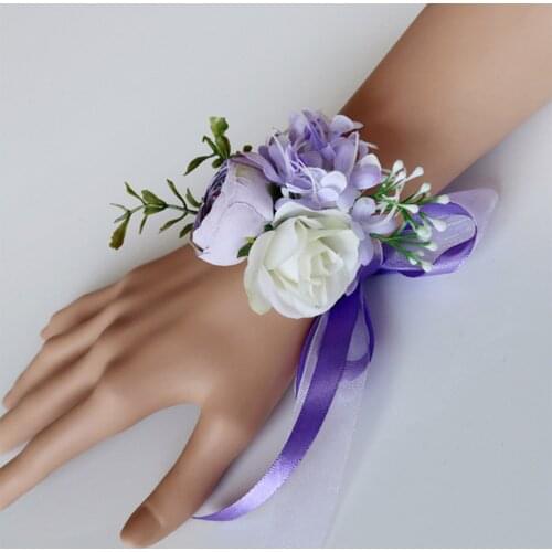 Artificial Wrist Flower Bride Bridesmaid Cloth Hand Flowers Wedding Dancing Party Bridal Prom Decoration Supplies Multi Color