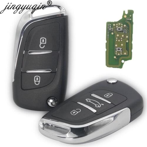 Jingyuqin 5pcs CE0536 2/3 Buttons Modified Flip Folding Car key for Peugeot Partner 307 308 407 408 3008 ASK/FSK 433MHz HU83/VA2