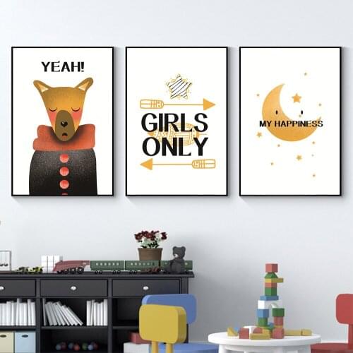 Sweet Cartoon Embracing Animal Canvas Prints Painting Nordic Style Poster Wall Art Modular Picture for Living Room Home Decor