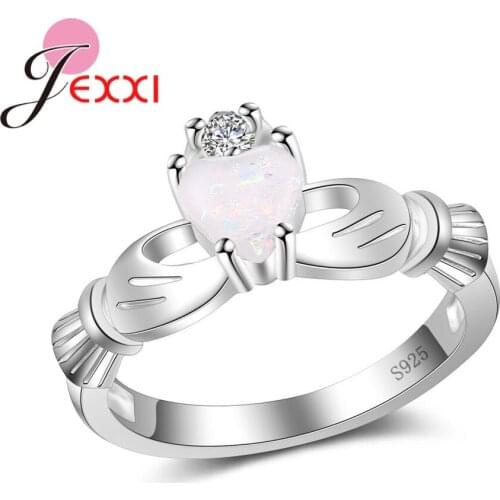 Nice Opal 925 Sterling Silver Trendy Ring Heart Prong Setting Best Gift For Lover/Girlfriend/Mother Top Quality Hot Sale
