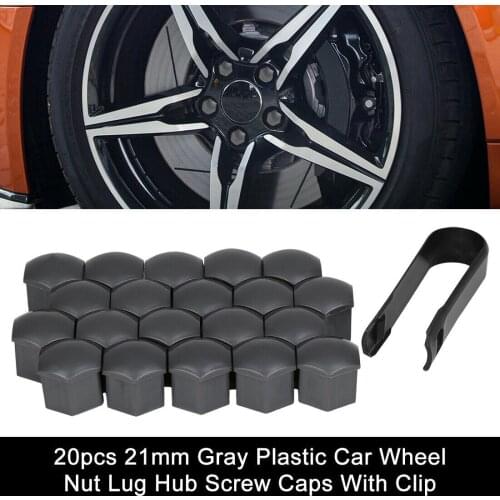 20 Pcs Wheel Lug Nuts Cap Cover 21mm W/ 1* Black Clip Anti-Rusting Bolt Cap Car Wheel Lug Nut Cap
