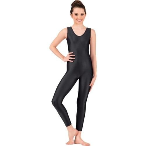 Girls Scoop Neck Nylon Tank Unitard Black Lycra Spandex Unitard Gymnastic Leotard Dance Costumes Ballet Yoga Jumpsuit