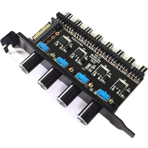 Top Deals Pc 8 Channels Fan Hub 4 Knob Cooling Fan Speed Controller For Cpu Case Hdd Vga Pwm Fan Pci Bracket Power By 12V Fan Co