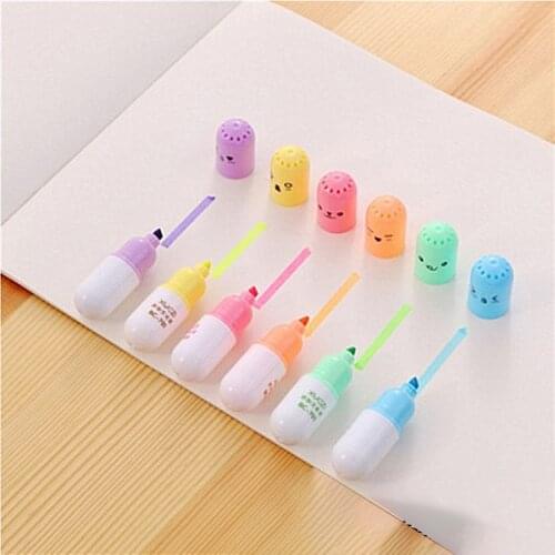 Mini pill fluorescent pen color painting key pen marker pen graffiti pen 6 color set