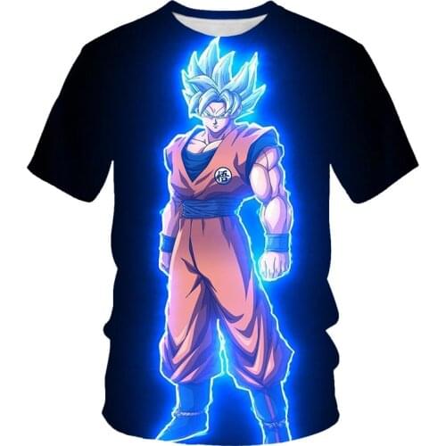 2021 Summer Fashion New Super Luminous Dragon Ball 3D Printing Pattern Mens Short Sleeve Trend Casual T-shirt Apparel
