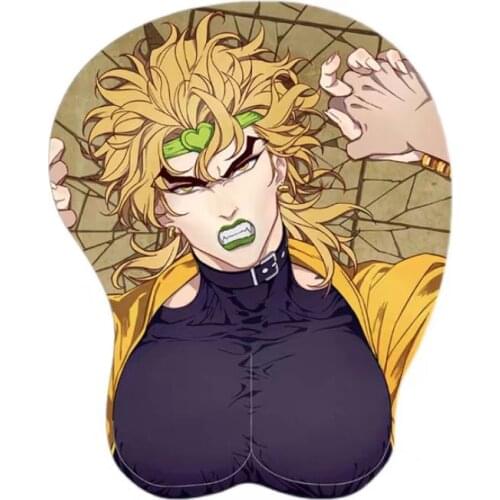 Anime JoJos Bizarre Adventure DIO Brando Sexy 3D Soft Chest Mouse Pad Desk Gaming Mat Wrist Rest Otaku Cosplay Xmas Gifts