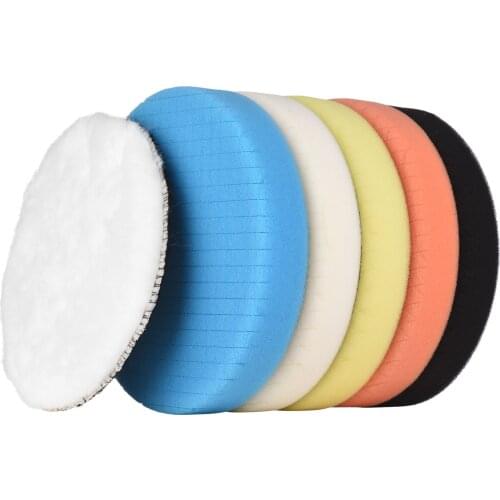 6Pcs Polishing Pads Kit 6 Inches Car Buffing Sponge for Automobiles Yachts Self-adhesive Wool Pad