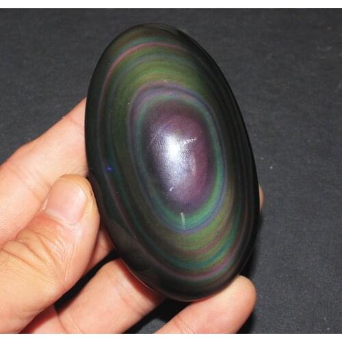 Natural rainbow obsidian palm play palm palmstone palm stones plaything healing crystals and home decoration