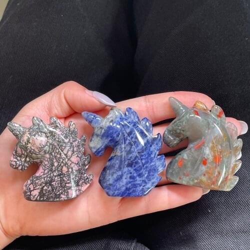 Natural Unicorn Gemstone Crystal Hand Carved Figurine Home Decoration Gemstone Collection Reiki Decor