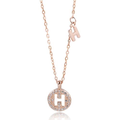 Karopel Letter Pendants Necklaces CZ Copper Zircon Bohemian Champagne Gold Couple Long Necklace Jewelry Collier Femme