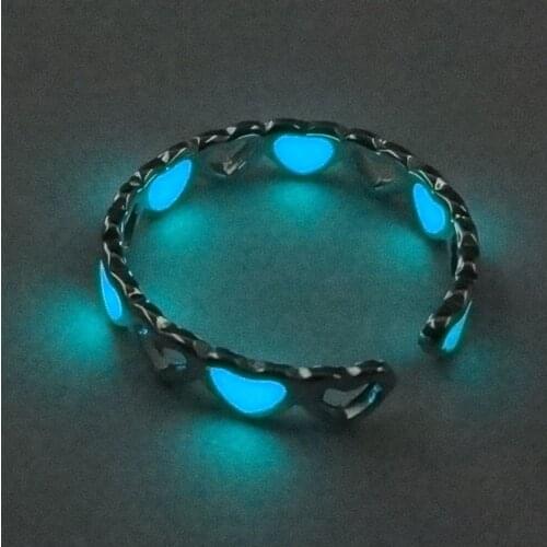 Couple Luminous Finger Rings for Women Men Glowing In Dark Heart Lover Wedding Bands Women Girls Jewelry Adjustable Open Rings