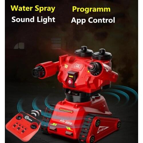 2.4G Water Spray RC Robot APP Remote Control Intelligent Fire Fighting Robot Simulation Music Lights Programm Robot Toys for Boy