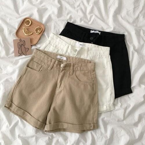 Streetwear Jeans Shorts Women Fitness Korean Summer 2021 Woman High Waist Wide Leg Cargo Womens Shorts Feminino Pocket