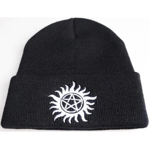 Supernatural SPN EVIL Hat Cap Hat Winter Warm Beanie Hip Hop Embroidered Dustin Black Red Knit Cap Hat Cosplay Gift