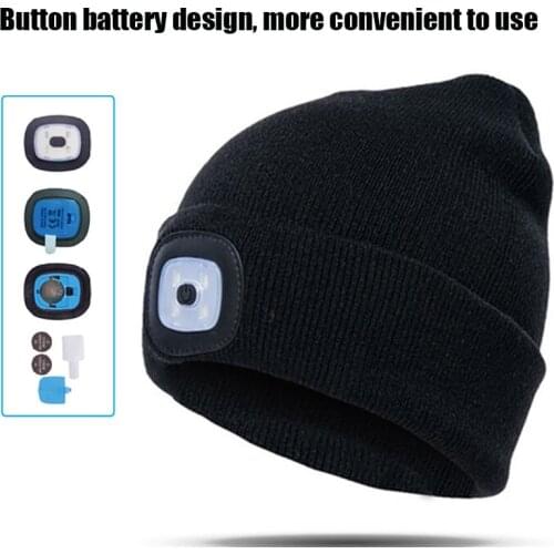 LED Beanie Hat USB Rechargeable Knit Hat with Light for Outdoor Fishing Hiking ASD88