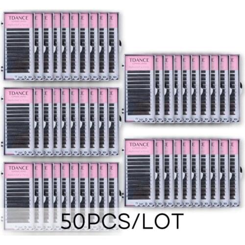 TDANCE 50Pcs 8-15MIX YY shape Hand Woven Premium Mink Soft Light Natural Eyelashes Extension Makeup Mesh Net Cross False Eyelash