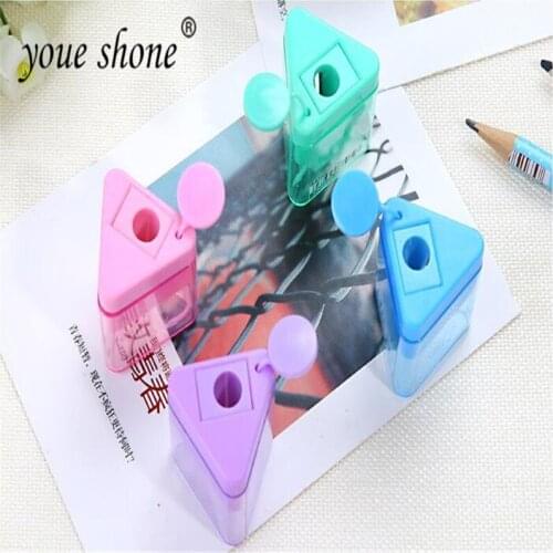 1pcs stationery candy color triangle mini pencil sharpener simple practical children pencil sharpener school supplies
