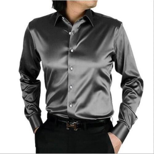 UETEEY Mens Silk Shirts