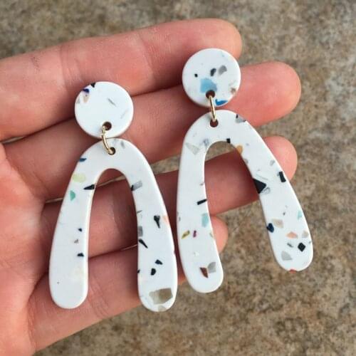 UJBOX New Synthetic Stone Earrings Japanese Korean Women Colored U-shaped Dangle Earrings Wedding Birthday Gift