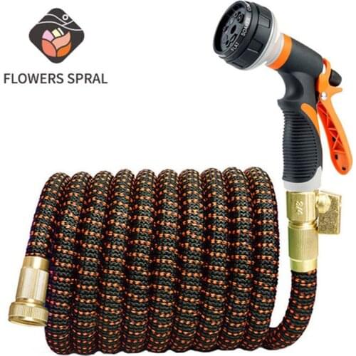 Retractable Hose Extend Garden Hose Spray Gun Natural Latex High Pressure Car Washer Pipe Shrinks Flexibele Tuinslang Irrigation