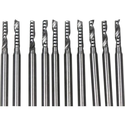 High Precision Grind!High Quality!10pcs 3.175*2.5*12mm Single Flute Spiral CNC Router Bits Soild Carbide One Spiral Flute Bit