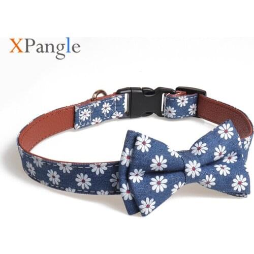 XPangle Pet Dog Collar Flower Bow Tie Dog Cat Collar Breakaway Christmas Accessories for Chihuahua Puppy Adjustable Pet Supplies