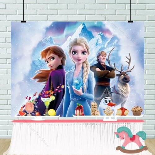 Frozen 2 Party Backdrops Curtain Photobooth Backdrop Cloth Childrens Birthday Party Wall Decorations Backdrop Stand 125x80cm