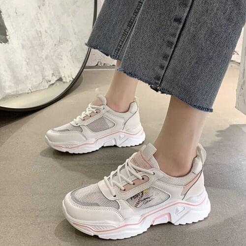 2020 Fashion Women Shoes Summer White Sneakers Super Light Vulcanized Shoes Female Mesh Sneakers Women Casual Shoe Basic Solid