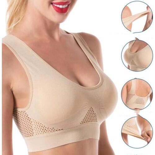 Womens Fitness Sexy New Hollow Out Solid Color Sports Rimless Bra Vest Popular Shockproof Yoga Fashion Mesh Breathable Top Bra