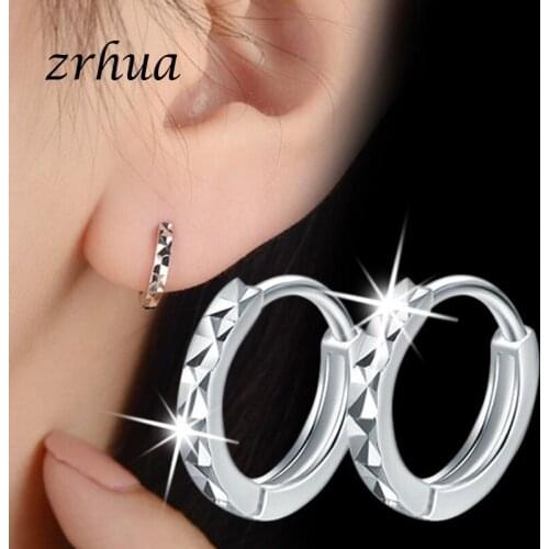 ZRHUA Classic Hoop Earrings Silver Color Earrings Unique Design Jewelry For Wemon Wedding Gift Valuntine Days Bijoux