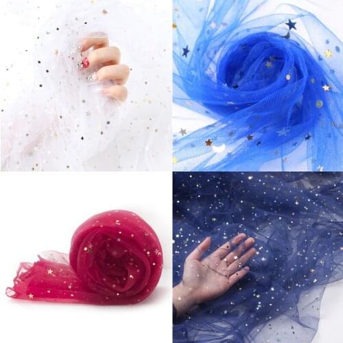 1Meter/lot 150cm wide 19-color starlight glistening mesh fabric gold star yarn lace gift box dress veil sequin fabric AC67