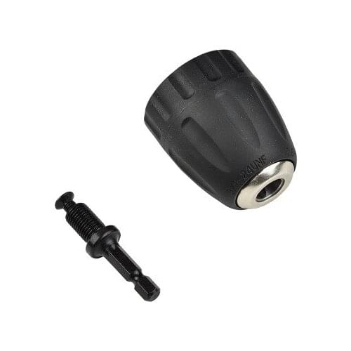 1 PC Black Keyless Drill Chuck Converter 3/8" 24UNF + 1/4" Hex Shank SDS Adaptor 0.8-10mm