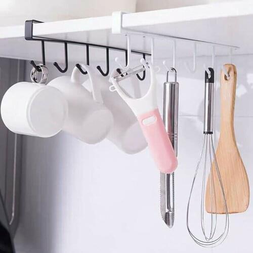 2PCS Multifunction Matel Hook Cupboard Mug Holder Shelf Hooks Rack Hanger Coffee Cup Storage Holder For Kitchen Accessories