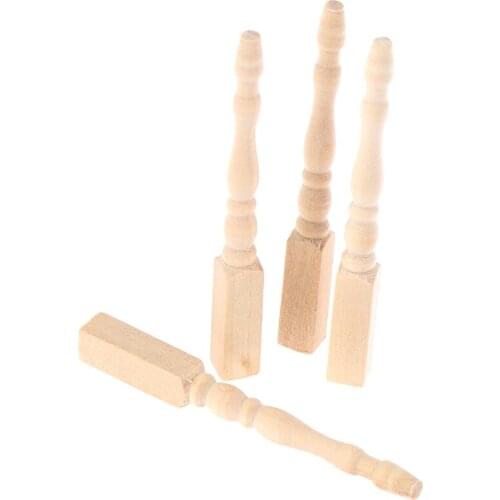4pcs/lot 1:12 Wooden Furniture Leg Chair Table Brain Game Kids DIY Toys Dollhouse Miniature