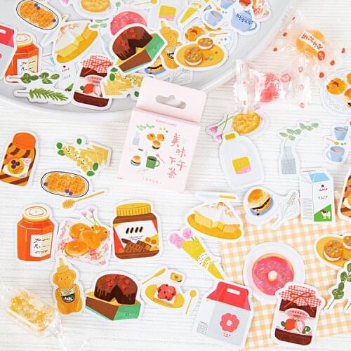 Delicious Afternoon Tea Sticky Stickers Color Paper Decoracion Scrapbooking Office School Supplies Sticker Flakes 46PCS