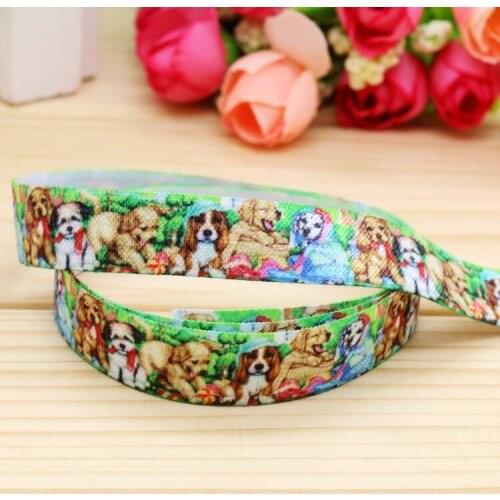 5/8'' Free shipping Fold Elastic FOE dog printed headband headwear hairband diy decoration wholesale OEM H4671