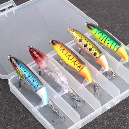 5 Pieces of Plastic Hard Lures with 10cm Spiral Lures on Water Surface 10cm-13g