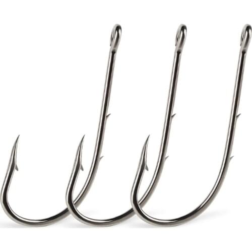 50pcs/ lot Black Sharp Barbed Fishing Hook 1#-6# Long Shank High-carbon steel Fish Hooks Offset Narrow Bait Accessories Tackle