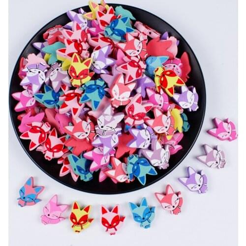 Mixed Color Wooden Beads Cartoon Animal Natural Wood Beads for Childrens Teething Spacer Jewelry Making Crafts Accessories